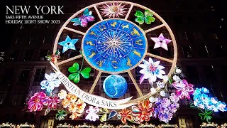 NYC Saks Fifth Avenue Holiday Light Show 2023 | Dior Carousel of Dreams | Christmas in NYC | 4K