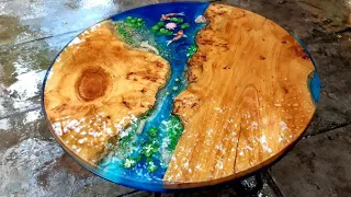 Epoxy wooden table creates new technology ocean waves #WoodProjects