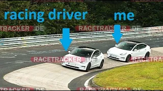 2x Tesla Model 3 Performance pushing HARD on racetrack Nürburgring Nordschleife epic Tourist session