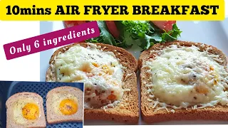 Quick Air fried Cheesy Egg On Toast Recipe // Easy Air Fryer Breakfast . How to make Egg Toast.