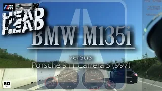 BMW M135i vs Porsche 911 997 Carrera S 997 +170-255 Autobahn DriveAnalyser RaceRender