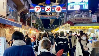 【4K】Tokyo Christmas Night Walk - Ueno,Okachimachi (Dec.2021)