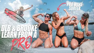 DLB & BROOKE LEARN WAKE SURFING TRICKS FROM A PRO