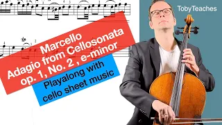 B. Marcello Adagio Cello Sonata No. 2 E Minor | Playalong with Sheet Music | Suzuki Cello Book 4