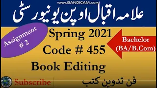 AIOU Code 455 Solved Asignment No.2 Spring  2021 || Subject: Book Editing || Level: Bachelor/BA