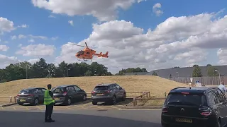 Air ambulance taking off