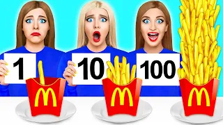 100 Schichten Nahrung Challenge | Essbare Schlacht von Multi DO Food Challenge