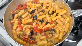 Pasta pesce spada e melanzane 🍆 Italian food official 2023 Swordfish and eggplant pasta