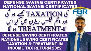 Defense Saving Certificates National Saving Certificates Profit taxation Tax year 2022 FBR Pakistan