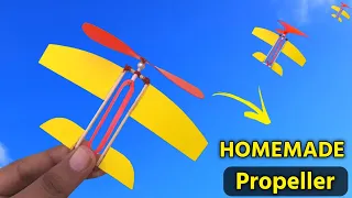 how to make propeller at home , how to make flying helicopter , homemade rubberband propeller plane