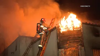 Fire Destroys Vacant Building in Los Angeles