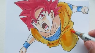 How to Draw Goku Super Saiyan God SSJG 超サイヤ人ゴッド