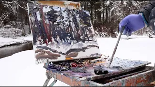 Plein Air Painting: Three Paintings - February Snow - Montana