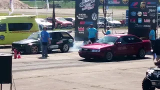 Audi S4 Quattro 2.2t 20v vs BMW E30 Touring M50 2.9t 1/4 mile drag race