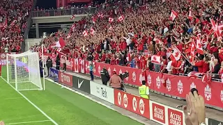 CANADA 4 - PANAMA 1 Alphonso Davies Celebrates with the Fans