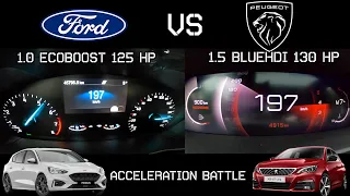 Ford Focus vs Peugeot 308 Comparison Speed | Acceleration Battle