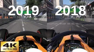 F1 2019 Game v F1 2018 Game | Monaco Comparison | McLaren