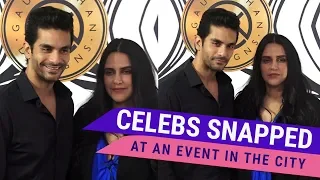 Neha Dhupia and Angad Bedi pose in style as they attend an event