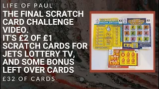 Final Round of the Scratch Card Channel Challenge, £2 of £1 scratch cards for of Jets Lottery TV