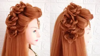 Front rose braid hairstyle|latest rose braided hairstyle for bride|beautiful hairstyle|Front look