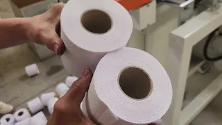 full auto 150mm diameter toilet tissue paper roll cutting band saw machine