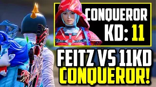 11KD CONQUEROR SQUAD VS FEITZ!! | PUBG Mobile