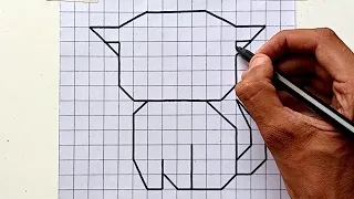 How to Draw Cute Dog on Graph Paper Step by Step for Beginners