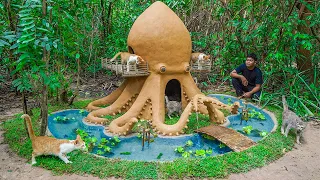 Rescue Cat Build Cat House In Octopus And Fish Pond For Crayfish