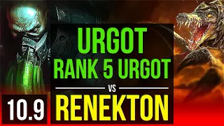 URGOT vs RENEKTON (TOP) | 2.7M mastery points, Rank 5 Urgot, 1100+ games | KR Grandmaster | v10.9