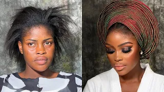 BRIDAL MAKEUP TUTORIAL FOR DARK SKIN FT GELE LOOK 2024!!😱😍😍#makeupartist #makeuptutorial #