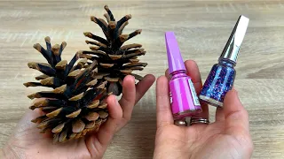 Look What I Did With Pine Cones and Nail Polish! DIY, Recycle