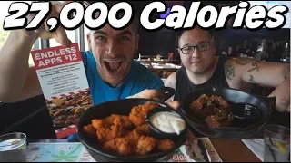27,000 CALORIE APPETIZER CHALLENGE DESTROYED! TGI Friday's Endless Apps! All You Can Eat Appetizers!