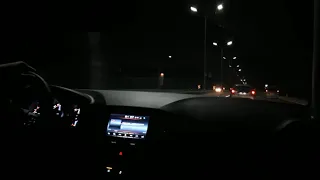 Russian car, lada vesta night driving