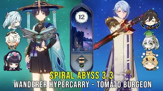 C1 Wanderer Hypercarry and C0 Ayato Thoma Burgeon - Genshin Impact Abyss 3.3 - Floor 12 9 Stars