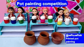 Pot painting competition/இது smiley face ah திருஷ்டி பூசணிக்காய் face ah / Tiny cooking with vaayadi