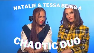 Natalie Portman & Tessa Thompson being a CHAOTIC DUO: TLAT interviews/promotion