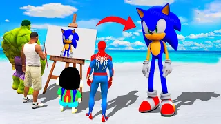 GTA 5 | GTA5 BUT WHATEVER SONIC SHINCHAN, FRANKLIN, SPIDERMAN & HULK DRAWS COMES TO REAL LIFE