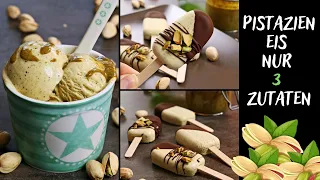 BEST HOMEMADE PISTACHIO ICECREAM - ONLY 3 INGREDIENTS - NO ICE CREAM MAKER