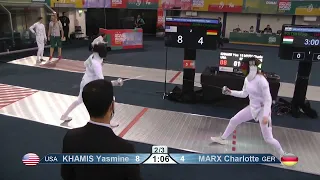 2022 229 T32 14 F E Cadets Individual Dubai UAE WCH 5 MARX GER vs KHAMIS USA