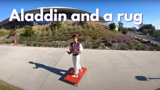 Aladdin flies magic carpet