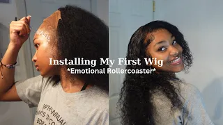 ATTEMPTING to install my lace front wig for the FIRST TIME! | *Emotional Rollercoaster*