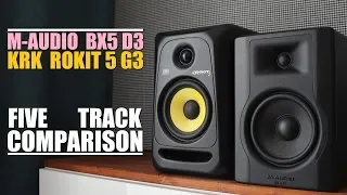 M-Audio BX5 D3 vs KRK Rokit 5 RP5G3  ||  5 Track Comparison