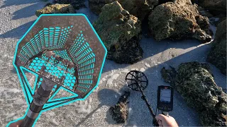 Beach metal detecting after Hurricane Idalia. Found OLD silver!!!