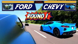 Shelby GT500 Owner Gets Destroyed By New C8 Vette Guy... Almost...