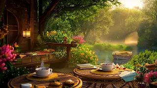 Relaxing Jazz Music for Work, Study 🌸 Smooth Cozy Coffee Shop Music ~  Fairy Spring Garden Ambience
