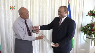 Fijian President receives farewell call by the High Commissioner of Solomon to Fiji