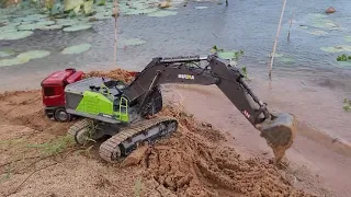 Amazing skill Excavator Control cutting sand to dump truck - Best skill Excavator Remote Control