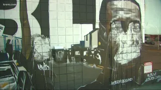 George Floyd mural in downtown Spokane defaced with white paint