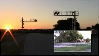 Franklin Street and State Road 218 Railroad Crossings - Two Trains in Delphi, Indiana