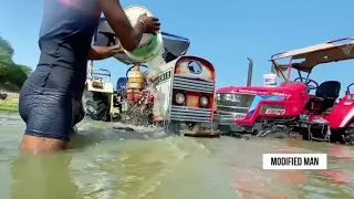 Tractor Washing in River | Sonalika 60 Rx | Mahindra Arjun NOVO 605 Di | Eicher 242 part-3